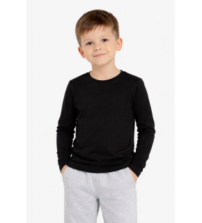 Erkek Çocuk Basic Uzun Kollu Tişört Okul Günlük Rahat T-Shirt - Siyah