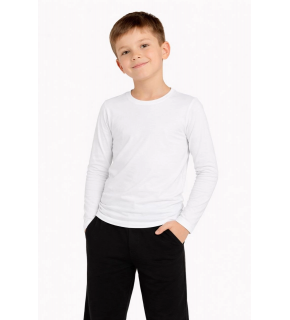Erkek Çocuk Basic Uzun Kollu Tişört Okul Günlük Rahat T-Shirt - Beyaz