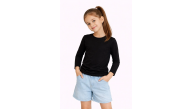 Kız Çocuk Basic Uzun Kollu Tişört Okul Günlük Rahat T-Shirt - Siyah Kız Çocuk Basic Uzun Kollu Tişört Okul Günlük Rahat T-Shirt - Siyah