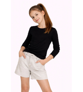 Kız Çocuk Basic Uzun Kollu Tişört Okul Günlük Rahat T-Shirt - Siyah