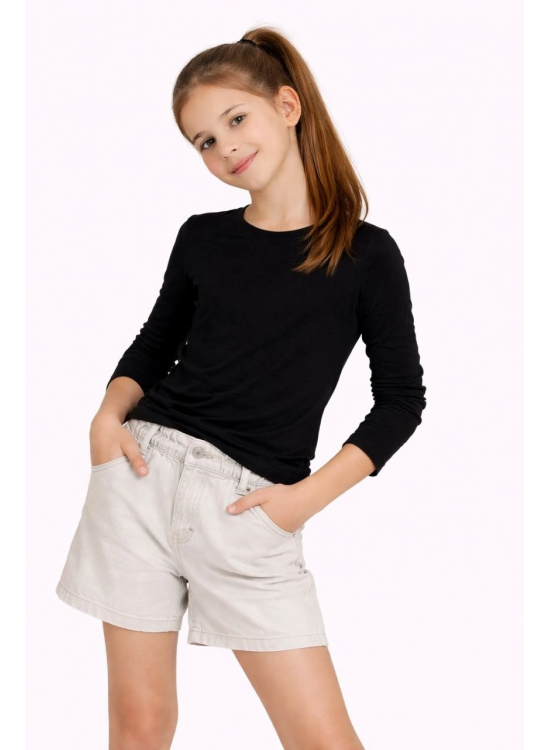 Kız Çocuk Basic Uzun Kollu Tişört Okul Günlük Rahat T-Shirt - Siyah Kız Çocuk Basic Uzun Kollu Tişört Okul Günlük Rahat T-Shirt - Siyah