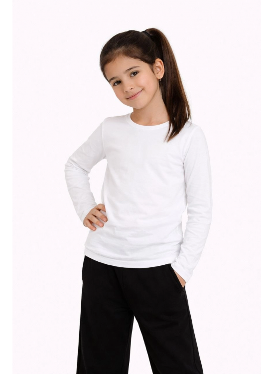 Kız Çocuk Basic Uzun Kollu Tişört Okul Günlük Rahat T-Shirt - Beyaz Kız Çocuk Basic Uzun Kollu Tişört Okul Günlük Rahat T-Shirt - Beyaz