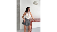 Kadın Dantel Detaylı Derin Dekolte Body Şık Kolsuz Yazlık Bodysuit - Beyaz Kadın Dantel Detaylı Derin Dekolte Body Şık Kolsuz Yazlık Bodysuit - Beyaz