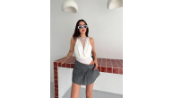 Kadın Dantel Detaylı Derin Dekolte Body Şık Kolsuz Yazlık Bodysuit - Beyaz Kadın Dantel Detaylı Derin Dekolte Body Şık Kolsuz Yazlık Bodysuit - Beyaz