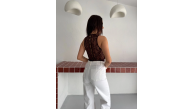 Kadın Dantel Detaylı Derin Dekolte Body Şık Kolsuz Yazlık Bodysuit - Kahvrenegi