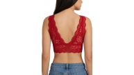Kadın Dantel Bralet Crop Sütyen V Yaka Askılı Şık Esnek Rahat - Kırmızı