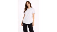 Kadın Basic T-Shirt Kısa Kol Bisiklet Yaka Oval Kesim Tişört - Beyaz Kadın Basic T-Shirt Kısa Kol Bisiklet Yaka Oval Kesim Tişört - Beyaz