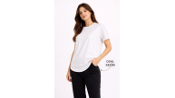 Kadın Basic T-Shirt Kısa Kol Bisiklet Yaka Oval Kesim Tişört - Beyaz Kadın Basic T-Shirt Kısa Kol Bisiklet Yaka Oval Kesim Tişört - Beyaz