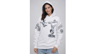 Kadın 3 İplik Pamuklu Kapüşonlu Baskılı SweatShirt hoodie - Beyaz
