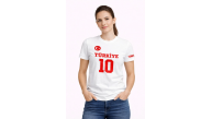 Kadın TÜRKİYE Ay Yıldız Baskılı 10 Numara Forma Tişört Taraftar T-Shirt - Beyaz Kadın TÜRKİYE Ay Yıldız Baskılı 10 Numara Forma Tişört Taraftar T-Shirt - Beyaz
