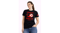 Kadın Türkiye World Cup 2026 Baskılı Tişört Futbol Temalı Forma T-Shirt - Siyah Kadın Türkiye World Cup 2026 Baskılı Tişört Futbol Temalı Forma T-Shirt - Siyah