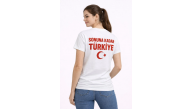 Kadın TÜRKİYE Ay Yıldız Baskılı Taraftar Forma T-Shirt - Beyaz Kadın TÜRKİYE Ay Yıldız Baskılı Taraftar Forma T-Shirt - Beyaz