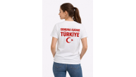 Kadın TÜRKİYE Ay Yıldız Baskılı Taraftar Forma T-Shirt - Beyaz Kadın TÜRKİYE Ay Yıldız Baskılı Taraftar Forma T-Shirt - Beyaz