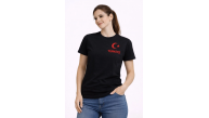 Kadın TÜRKİYE Ay Yıldız Baskılı Taraftar Forma T-Shirt - Siyah Kadın TÜRKİYE Ay Yıldız Baskılı Taraftar Forma T-Shirt - Siyah