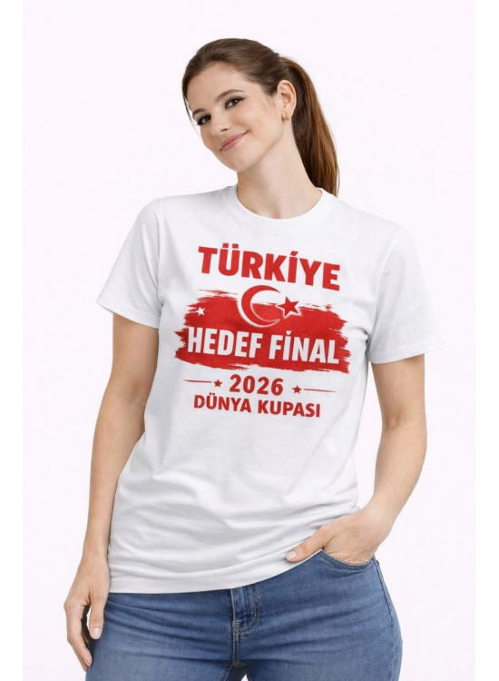Kadın TÜRKİYE Baskılı Tişört Ay Yıldız 2026 Dünya Kupası Taraftar Forma T-Shirt - Beyaz Kadın TÜRKİYE Baskılı Tişört Ay Yıldız 2026 Dünya Kupası Taraftar Forma T-Shirt - Beyaz