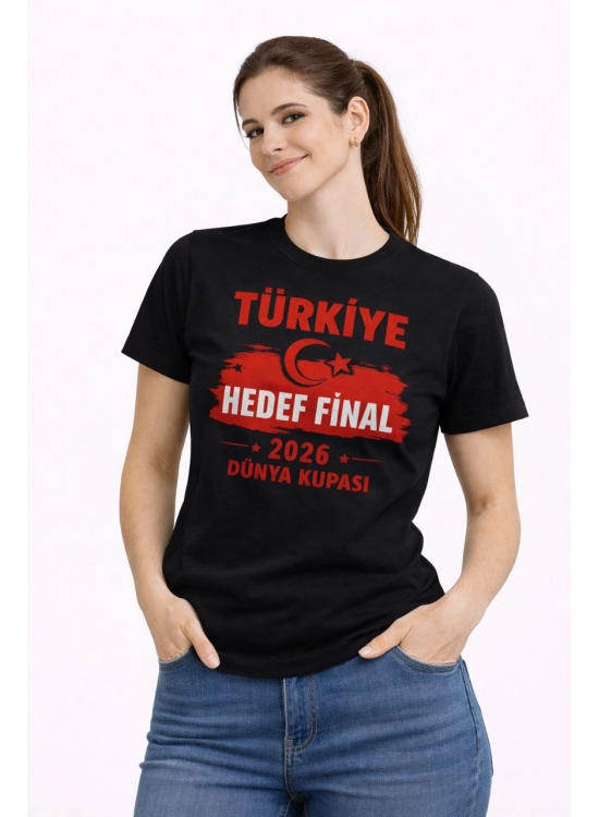 Kadın TÜRKİYE Baskılı Tişört Ay Yıldız 2026 Dünya Kupası Taraftar Forma T-Shirt - Siyah Kadın TÜRKİYE Baskılı Tişört Ay Yıldız 2026 Dünya Kupası Taraftar Forma T-Shirt - Siyah