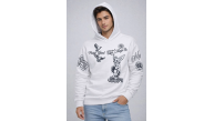Erkek 3 İplik Pamuklu Kapüşonlu Baskılı SweatShirt hoodie - Beyaz Erkek 3 İplik Pamuklu Kapüşonlu Baskılı SweatShirt hoodie - Beyaz
