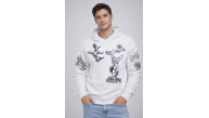 Erkek 3 İplik Pamuklu Kapüşonlu Baskılı SweatShirt hoodie - Beyaz Erkek 3 İplik Pamuklu Kapüşonlu Baskılı SweatShirt hoodie - Beyaz