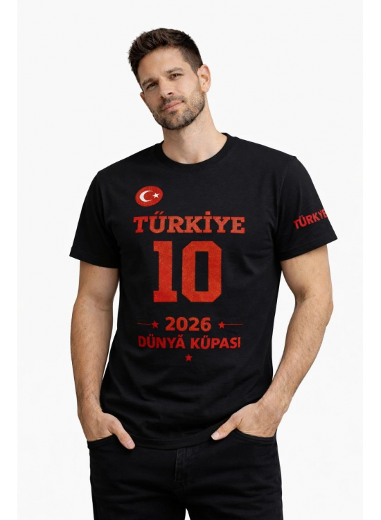 Erkek TÜRKİYE Baskılı Tişört 2026 Dünya Kupası Taraftar Forma T-Shirt - Siyah Erkek TÜRKİYE Baskılı Tişört 2026 Dünya Kupası Taraftar Forma T-Shirt - Siyah