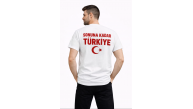 Erkek TÜRKİYE Ay Yıldız Baskılı Taraftar Forma T-Shirt - Beyaz