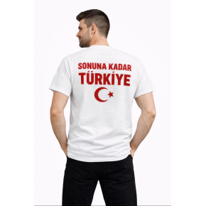 Erkek TÜRKİYE Ay Yıldız Baskılı Taraftar Forma T-Shirt - Beyaz