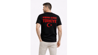 Erkek TÜRKİYE Ay Yıldız Baskılı Taraftar Forma T-Shirt - Siyah Erkek TÜRKİYE Ay Yıldız Baskılı Taraftar Forma T-Shirt - Siyah