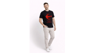 Erkek TÜRKİYE Ay Yıldız Baskılı Taraftar Forma T-Shirt - Siyah Erkek TÜRKİYE Ay Yıldız Baskılı Taraftar Forma T-Shirt - Siyah