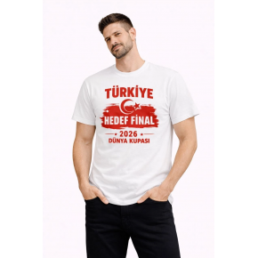 Erkek TÜRKİYE Baskılı Tişört Ay Yıldız 2026 Dünya Kupası Taraftar Forma T-Shirt - Beyaz