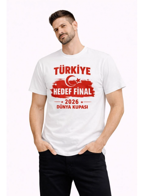 Erkek TÜRKİYE Baskılı Tişört Ay Yıldız 2026 Dünya Kupası Taraftar Forma T-Shirt - Beyaz Erkek TÜRKİYE Baskılı Tişört Ay Yıldız 2026 Dünya Kupası Taraftar Forma T-Shirt - Beyaz
