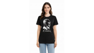 Kadın Atatürk Baskılı Tişört Kısa Kollu Bisiklet Yaka T-Shirt - Siyah Kadın Atatürk Baskılı Tişört Kısa Kollu Bisiklet Yaka T-Shirt - Siyah