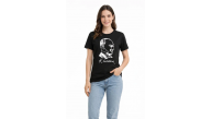Kadın Atatürk Baskılı Tişört Kısa Kollu Bisiklet Yaka T-Shirt - Siyah Kadın Atatürk Baskılı Tişört Kısa Kollu Bisiklet Yaka T-Shirt - Siyah