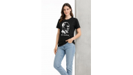 Kadın Atatürk Baskılı Tişört Kısa Kollu Bisiklet Yaka T-Shirt - Siyah Kadın Atatürk Baskılı Tişört Kısa Kollu Bisiklet Yaka T-Shirt - Siyah