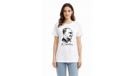 Kadın Atatürk Baskılı Tişört Kısa Kollu Bisiklet Yaka T-Shirt - Beyaz Kadın Atatürk Baskılı Tişört Kısa Kollu Bisiklet Yaka T-Shirt - Beyaz