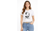 Kadın Atatürk Baskılı Tişört Kısa Kollu Bisiklet Yaka T-Shirt - Beyaz Kadın Atatürk Baskılı Tişört Kısa Kollu Bisiklet Yaka T-Shirt - Beyaz
