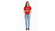Kadın Atatürk Baskılı Tişört Kısa Kollu Bisiklet Yaka T-Shirt - Kırmızı Kadın Atatürk Baskılı Tişört Kısa Kollu Bisiklet Yaka T-Shirt - Kırmızı