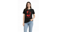 Kadın Atatürk Baskılı Tişört Kısa Kollu Bisiklet Yaka T-Shirt - Siyah Kadın Atatürk Baskılı Tişört Kısa Kollu Bisiklet Yaka T-Shirt - Siyah