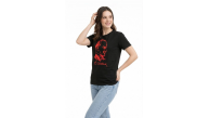 Kadın Atatürk Baskılı Tişört Kısa Kollu Bisiklet Yaka T-Shirt - Siyah Kadın Atatürk Baskılı Tişört Kısa Kollu Bisiklet Yaka T-Shirt - Siyah