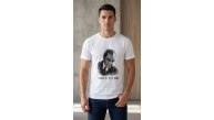 Erkek Atatürk Baskılı Tişört Kısa Kollu Bisiklet Yaka T-Shirt - Beyaz
