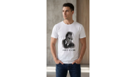 Erkek Atatürk Baskılı Tişört Kısa Kollu Bisiklet Yaka T-Shirt - Beyaz
