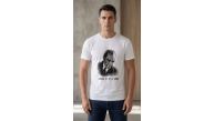 Erkek Atatürk Baskılı Tişört Kısa Kollu Bisiklet Yaka T-Shirt - Beyaz