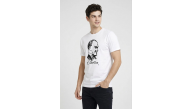 Erkek Atatürk Baskılı Tişört Kısa Kollu Bisiklet Yaka T-Shirt - Beyaz