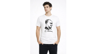 Erkek Atatürk Baskılı Tişört Kısa Kollu Bisiklet Yaka T-Shirt - Beyaz