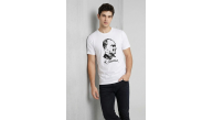 Erkek Atatürk Baskılı Tişört Kısa Kollu Bisiklet Yaka T-Shirt - Beyaz
