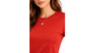Kadın Flam Kumaş Melanj Dokulu Regular Fit Tişört Bisiklet Yaka Yazlık T-Shirt - Kiremit Kadın Flam Kumaş Melanj Dokulu Regular Fit Tişört Bisiklet Yaka Yazlık T-Shirt - Kiremit