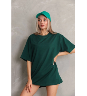 Kadın Regular Fit Tişört Bisiklet Yaka Yazlık Kısa Kol Basıc T-Shirt - Yeşil