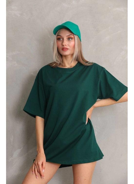 Kadın Regular Fit Tişört Bisiklet Yaka Yazlık Kısa Kol Basıc T-Shirt - Yeşil Kadın Regular Fit Tişört Bisiklet Yaka Yazlık Kısa Kol Basıc T-Shirt - Yeşil