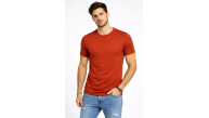 Erkek Flam Kumaş Melanj Dokulu Regular Fit Tişört Bisiklet Yaka Yazlık T-Shirt - Kiremit Erkek Flam Kumaş Melanj Dokulu Regular Fit Tişört Bisiklet Yaka Yazlık T-Shirt - Kiremit