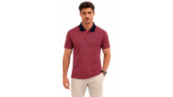 Erkek Pike Kumaş Polo Yaka Desenli Tişört Kısa Kol Yazlık T-Shirt - Kırmızı Erkek Pike Kumaş Polo Yaka Desenli Tişört Kısa Kol Yazlık T-Shirt - Kırmızı