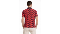 Erkek Pike Kumaş Polo Yaka Palmiye Desenli Tişört Kısa Kol Yazlık T-Shirt - Kırmızı