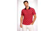 Erkek Pike Kumaş Polo Yaka Palmiye Desenli Tişört Kısa Kol Yazlık T-Shirt - Kırmızı Erkek Pike Kumaş Polo Yaka Palmiye Desenli Tişört Kısa Kol Yazlık T-Shirt - Kırmızı